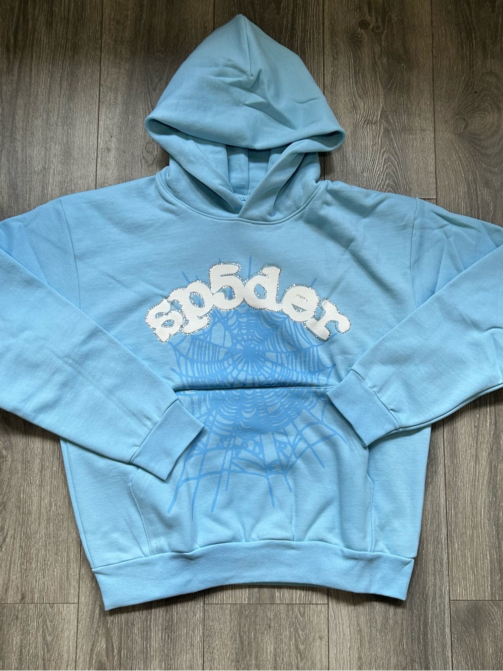 Size Large | Spider web Sky Blue Hoodie